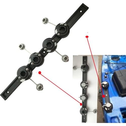 Kayak Aluminum Slide Track Rails Bracket with four Fishing Rod Holder Mounting Base DIY kayak systems