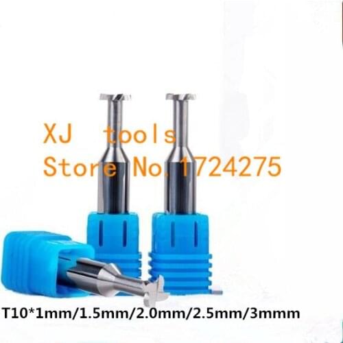 Free Shipping 1PCS T10*1mm/1.5mm/2mm/2.5mm/3.0mm Cemented carbide T type milling cutter ,end mill for cnc machine