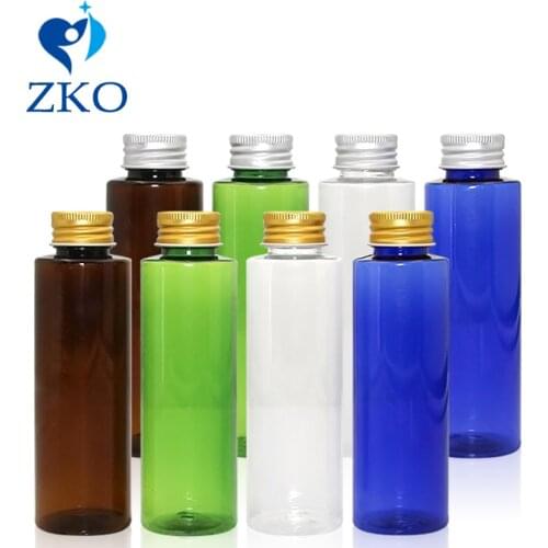 Free Shipping 100ml Multicolor Plastic Discharge Makeup Water Bottle with SilverGolden Aluminum Cap Refillable Dispensing Bottle