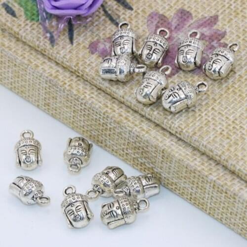 Bohemia style fashion 20pcs lucky buddha heads shape spacers beads elegant Tibet silver-color 8*10mm accessories jewelry B2543