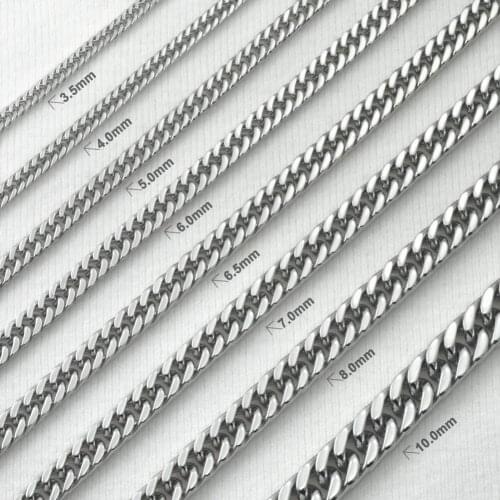 Prevent allergy All high quality polishing Stainless Steel Silver tone Necklace Chain 3.5-10mm Width Hip hop length N264