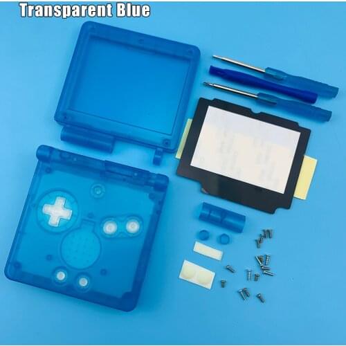 Transparent Clear white purple black Red For GameBoy Advance SP Shell For GBA SP console Housing Case Cover + Screen Lens