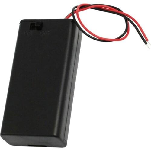 Black Plastic On/Off Switch 2x1.5V AA Battery Wire Lead Cell Case