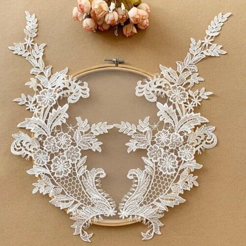 Flower Cotton Lace Fabric Applique Embroidered Collar Sew On Appliques Patches For Wedding Decoration Dress DIY Accessories