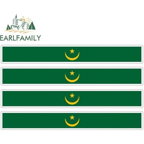 EARLFAMILY 4pcs Car Stripe Motorcycle Racing Flag Sticker Skateboard Decal Bike Moto Tuning Mauritania Car Stickers