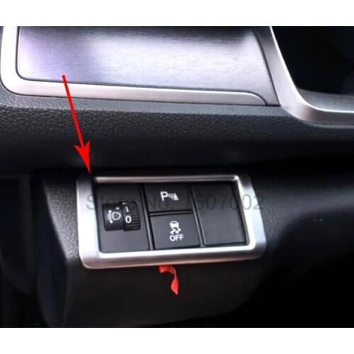 For Honda For Civic 2016 Chrome Car Interior Front Headlight Lamp Control Button Switch Molding Trim Cover Decorative Sticker