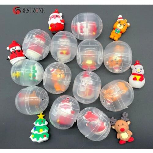 6Pcs Surprise Capsule Toys Hinged Ball With Christmas Rubber Doll Festival Decoration Novelty For Child Gifts Vending Machine