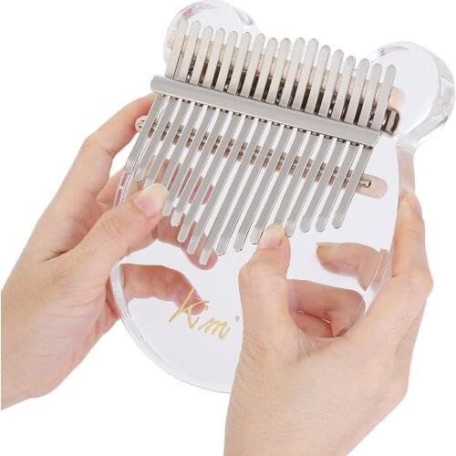 Kimi Kalimba Acrylic Thumb Piano 17 Keys with Tuner Hammer Gig Bag Bear Mbira Sanza Mini Thumb Piano Finger Keyboard Instrument