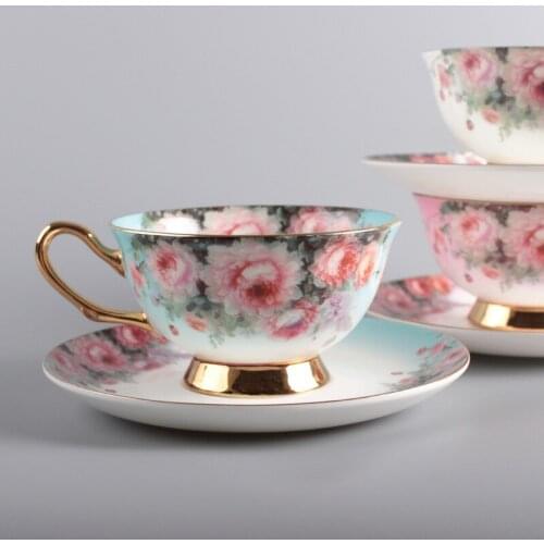 Coffee cup afternoon tea lovers cup bone China coffee cup and saucer European flower ceramic cup afternoon tea scented mate cup