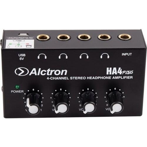 HA4PLUS Compact 4 Channels Mini Stereo Headphone Amplifier Portable Recording Earphone Amplifier