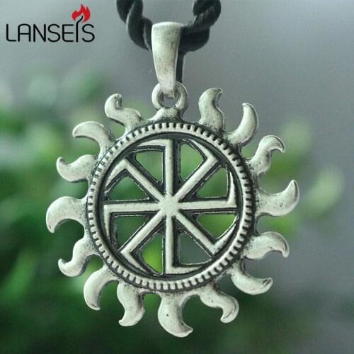 Lanseis 1pcs slavic pendant gothic viking ancient Greek sun god amulet men Necklace pendant punk jewelry