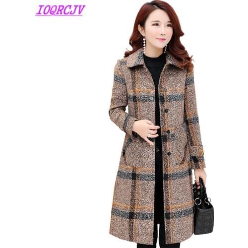 Fashion Thick Warm Plaid Outerwear Boutique Women Fall Winter Woolen Coats Plus size Slim Female Woolen cloth Coats IOQRCJV Q110