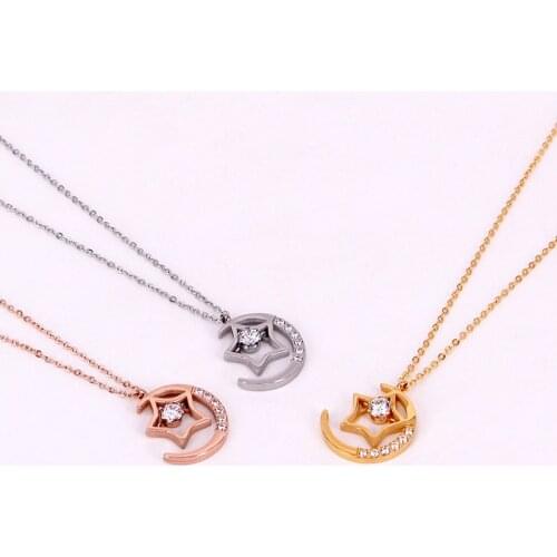 Fashion new micro inlaid crystal star moon necklace for women necklace crystal necklace women jewelry wholesale