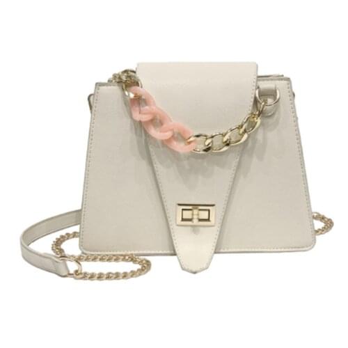 Fashion Acrylic Chain Handbags Women Crossbody Shoulder Bag 2021 PU Leather Ladies Designer Messenger Bags Totes Female Purses