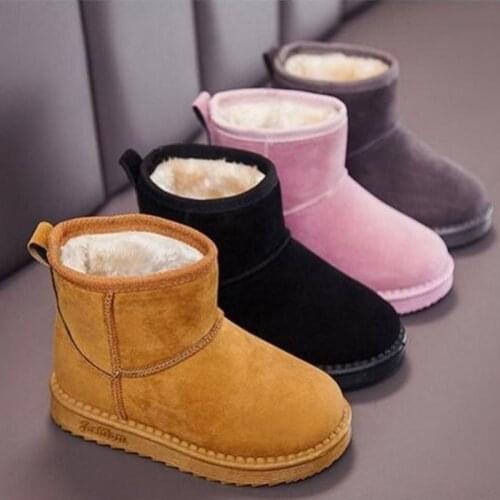 2021 new little girl snow boots boy ankle boots warm suede flat casual childrens shoes