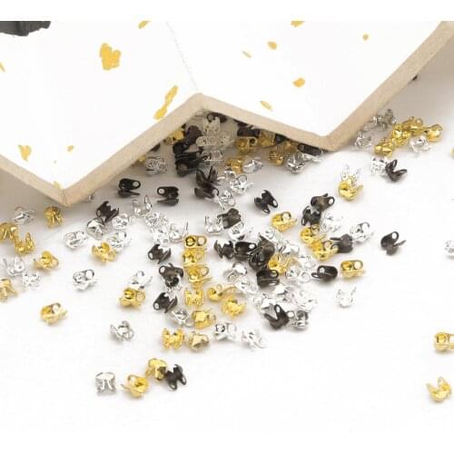 New Fashion 100Pcs/bag 2.5x4mm Jewelry Finding Gold Plated End Crimps Beads Ball Chain Connector Clasp DIY Jewelry Making