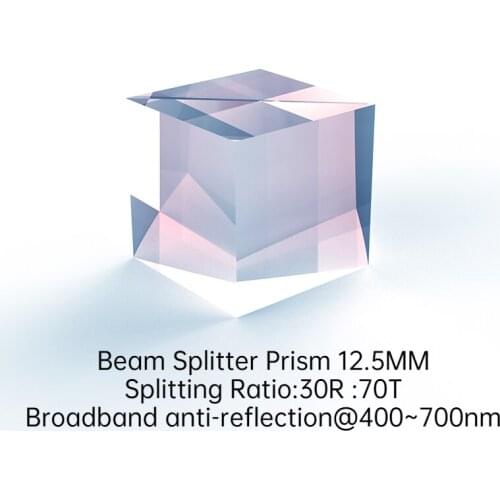 Optical Experiment Prism Dichroic Prism Light Separation K9 Cube Beam Splitter Prism 12.5MM Split Ratio 30R/70T Cube Dichroic