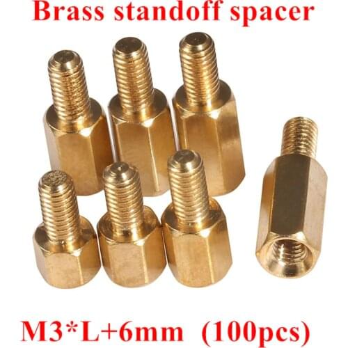 100pcs M3*4/5/6/8/10/12/14/15/20+6mm Hex Nut Spacing Screws Brass Threaded Pillar PCB Computer PC Motherboard Standoff Spacers
