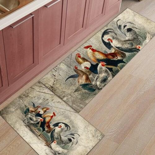 Farm Rooster Chicken Retro Illustration Kitchen Rug Bedroom Entrance Doormat Home Floor Decor Carpet Bathroom Anti-Slip Rug