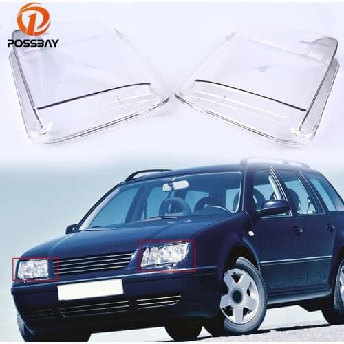 POSSBAY Transparent Car Housing Headlights Lenses Shell Cover Clear Headlamp Assembly for VW Bora/Variant/4 Motion 1999-2005