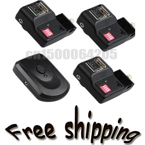 PT-16NE 16 Channels Wireless/Radio Flash Trigger SET with 1 Transmitter +3 Receivers +1 Sync Cordwith Umbrella Holder