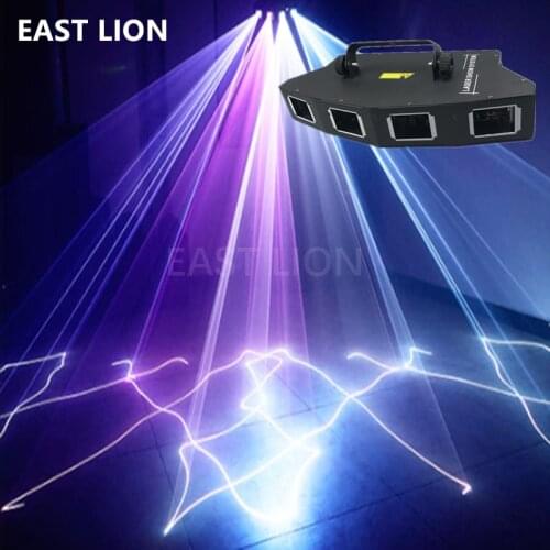 New Dmx 4 Lens Line RGB DJ Lamp Disco Stage Laser Lght Show Spotlight Bar Wedding Sound Party Nightclub Color Lights Equipment