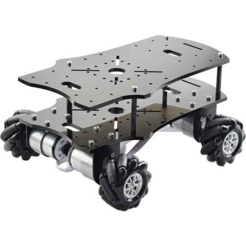Cheapest Double layer 4WD 60mm Mecanum Wheel RC Robot Car Chassis with DC 12V Encoder Motor for Arduino Raspberry Pi DIY Project