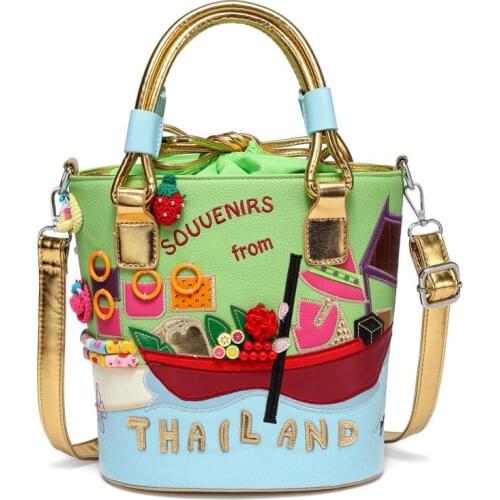 Fashion Tote Bag Ladies Luxury Shopping Bucket Bags 2021 Summer Women Handbag Girls PU Leather Leisure Shoulder Crossbody Bags