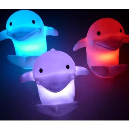 LED Night Light Cute Dolphin 7 Changing Colors LED Home Decoration Kids Lamp Nightlight Kids Gift