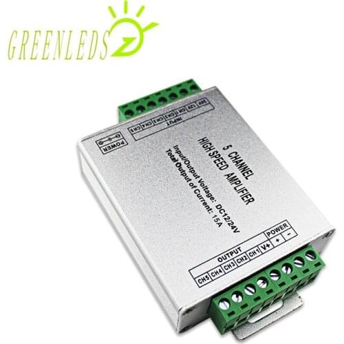 LED RGB+WW Amplifier Aluminum Sheel 15A 5 Circuit DC12-24V JM-AMF-L5 With High Quality 3 Years Warranties