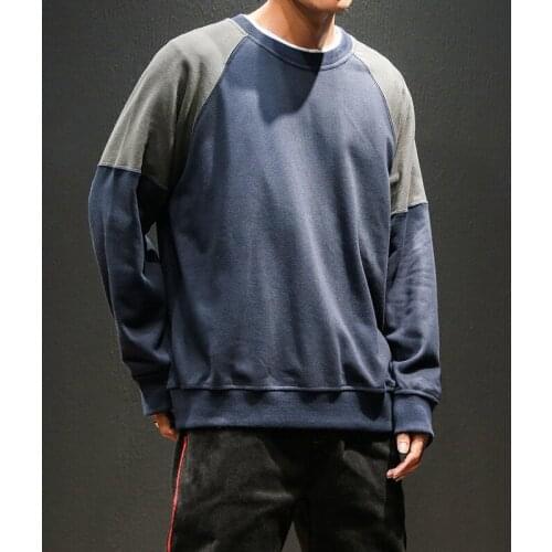 Spring Loose Round Neck Patchwork Sweatshirts Outwear Men Korea Youth Jacket Tops Autumn Tops Pullover Sweatshirt Homme