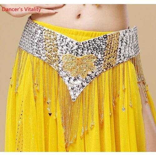 Belly Dance Belt Handmade Flower Shining Sequins Hip Scarf Gold Purple Red Blue Black Free Shipping