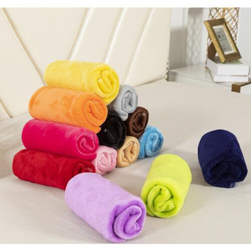 1PCS 50cm * 70cm Blanket Fleece Blankets For Throw Blanket Machine Washable Home Textile Solid random Color