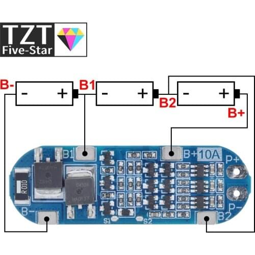 TZT 3S 10A Li-ion Lithium Battery 18650 Charger Protection Board 11.1V 12.6V