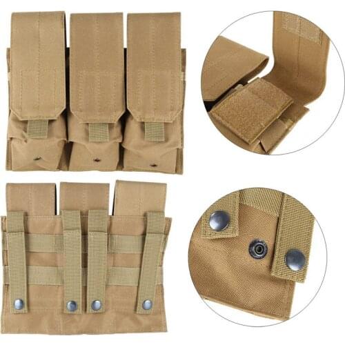 Hunting Outdoor Molle Tactical Triple AR15 M4 5.56mm Mag Magazine Pouch Pistol Handgun Shooting Vest Tool Dump Drop Bag