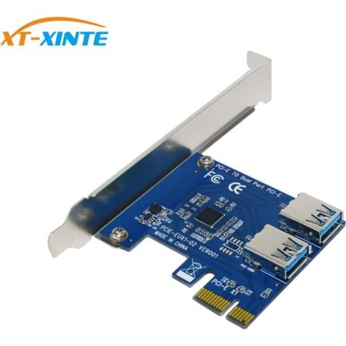 XT-XINTE PCIE PCI Expansion Card To 2 Ports USB 3.0 HUB Controller Adapter Riser Cards For Bitcoin Mining Device Miner Antminer