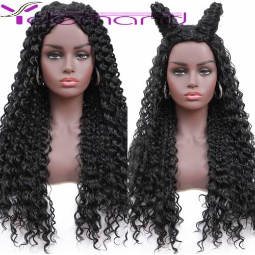 Y Demand Long Water Wave Middle Part Wig Like Human Hair Wigs For Black Women Kinky Curly Wig Machine Made Cheap Wig