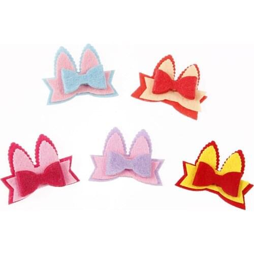 Yundfly 120pcs Felt Bow Diy Multi Layer Rabbit Ear Felt Bowknot For Girls Headband Hair Clips Handmade Hair Accessories
