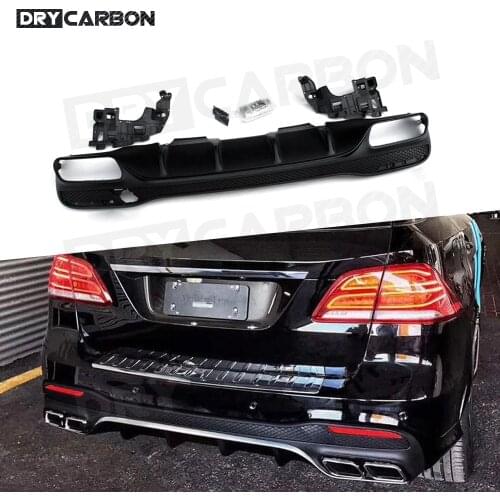 Rear Diffuser Lip with Exhaust Tips PP Back Bumper Hugger For Mercedes Benz GLE Class W166 GLE63 AMG SUV 2016 -2018
