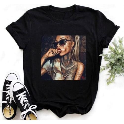 Female Summer Fashion Short Sleeve Tshirts Cool Melanin Black Girls Graphic Printed Women Black T-shirt Ladies Casual Tops Tee