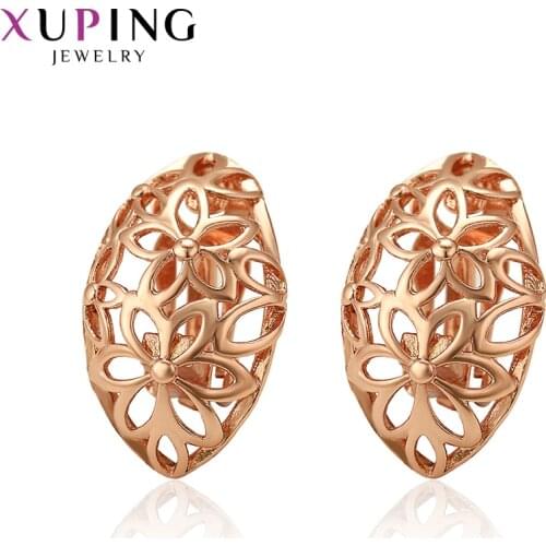 Xuping Vintage Elegant Earrings Hoops Plain for Women Exquisite High Quality Jewelry Family Gifts 97917