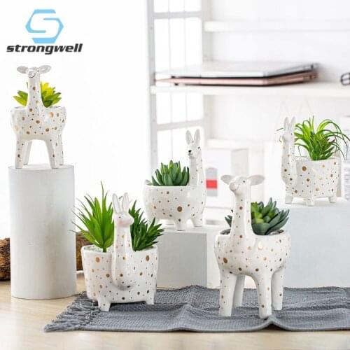 Strongwell Cartoon Animal Fower Pots Fairy Garden Decorations Accessories Home Decor Ornament Living Room Display Furnishings