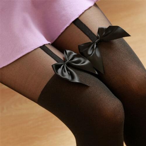 Sexy Woman Bow Pantyhose Tattoo Mock Bow Collant Sexy Stockings Conservative Vintage Tights For Girls Women