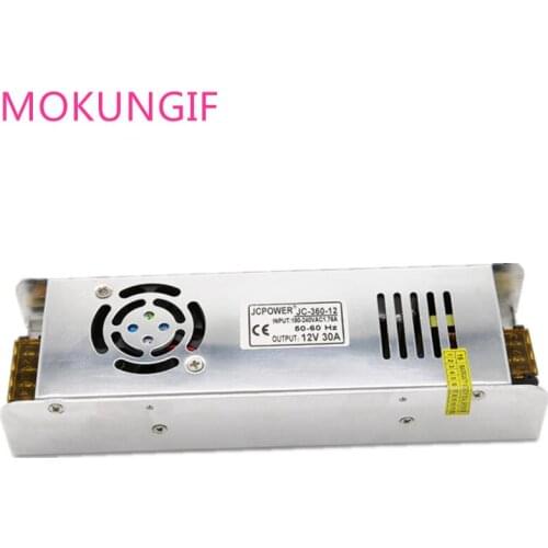 10pcs DC12V 30A 360W thin long LED Power Supply Transformer AC180~240V to DC12V For 5050 3528 LED Strip Module Lamp