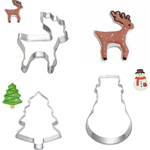 3pcs/set Christmas Fortune Cookie Biscuit Press Stamp Mold Stainless Steel Cake Decorating Tools Kitchen Accessories