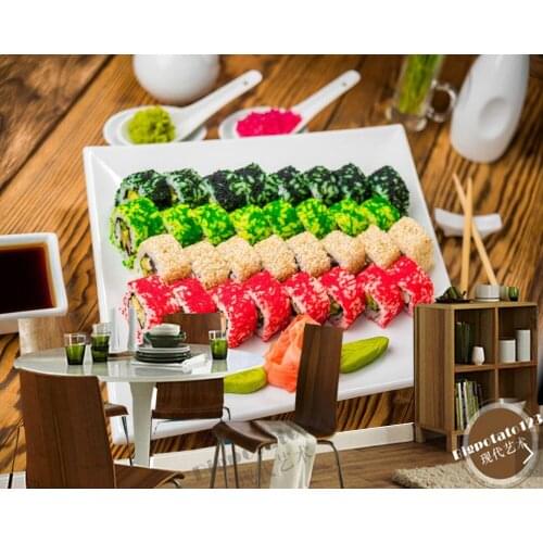 Papel de parede Seafoods Sushi Food photo 3d wallpaper mural for living room kitchen wall papers home decor restaurant bar
