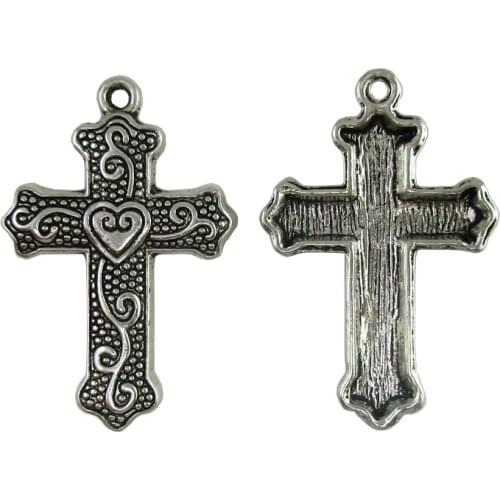50pcs of Heart and Swirls Metal Cross Pendant