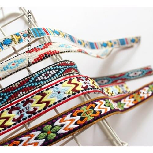 6yards/lot ethninc embroidery webbing 2cm wide ethinic emboried ribbon in vintage style accessory for bag garment home deco