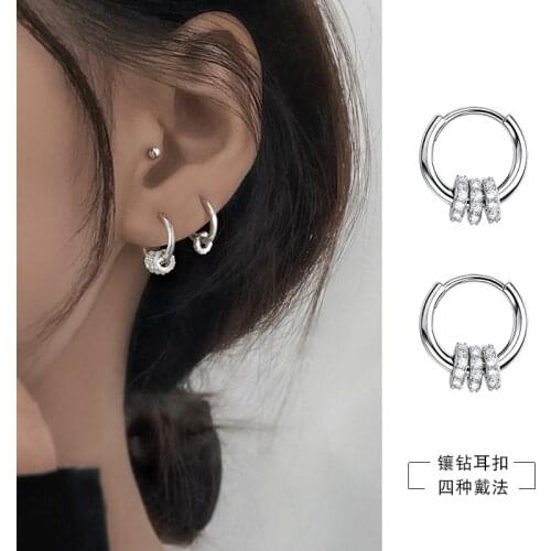 925 sterling silver jewelry with simple personality basic bohimia rhinestone earrings circle earrings for female gifts