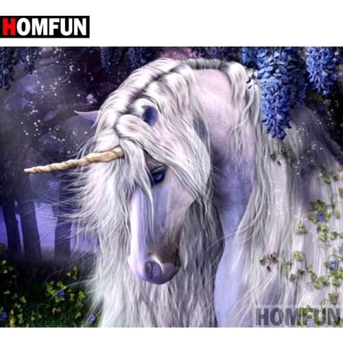 HOMFUN Full Square/Round Drill 5D DIY Diamond Painting "Animal horse" Embroidery Cross Stitch 3D Home Decor A10527